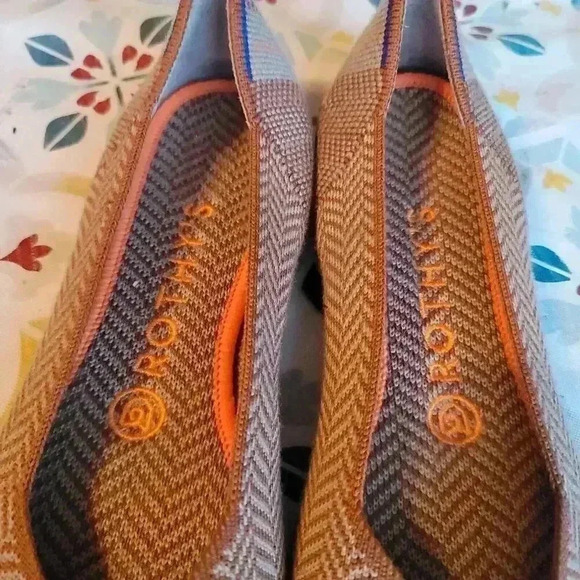 Rothy's The Point Wool Blend Cognac Chevron Ballet Flats Women’s US 7.5 EU 38 - Picture 2 of 10